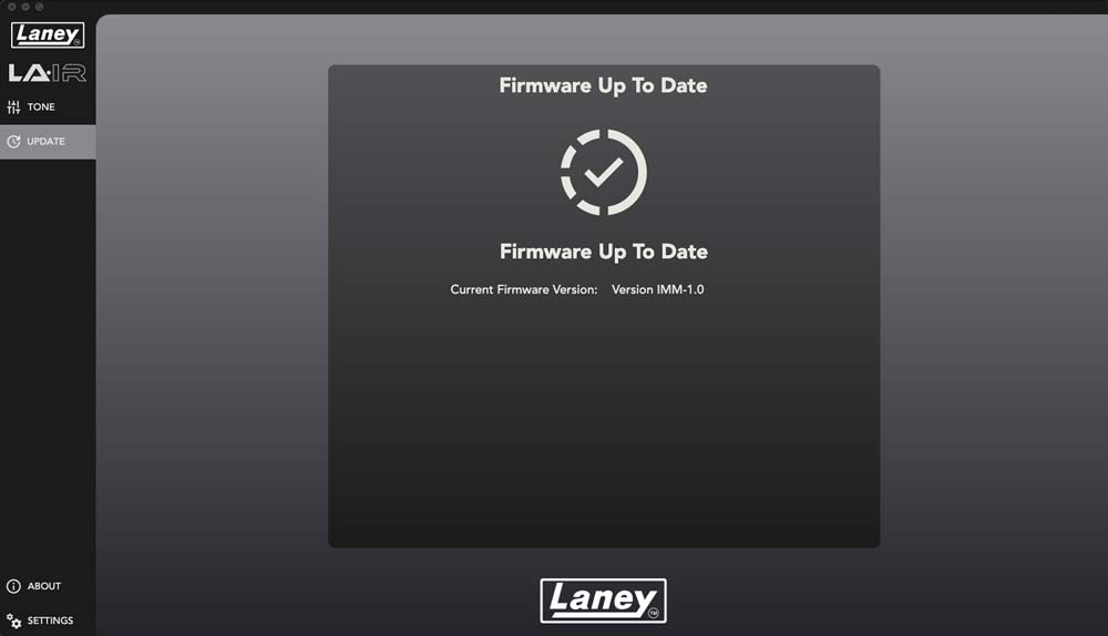 Current firmware version on the Laney LA•IR app